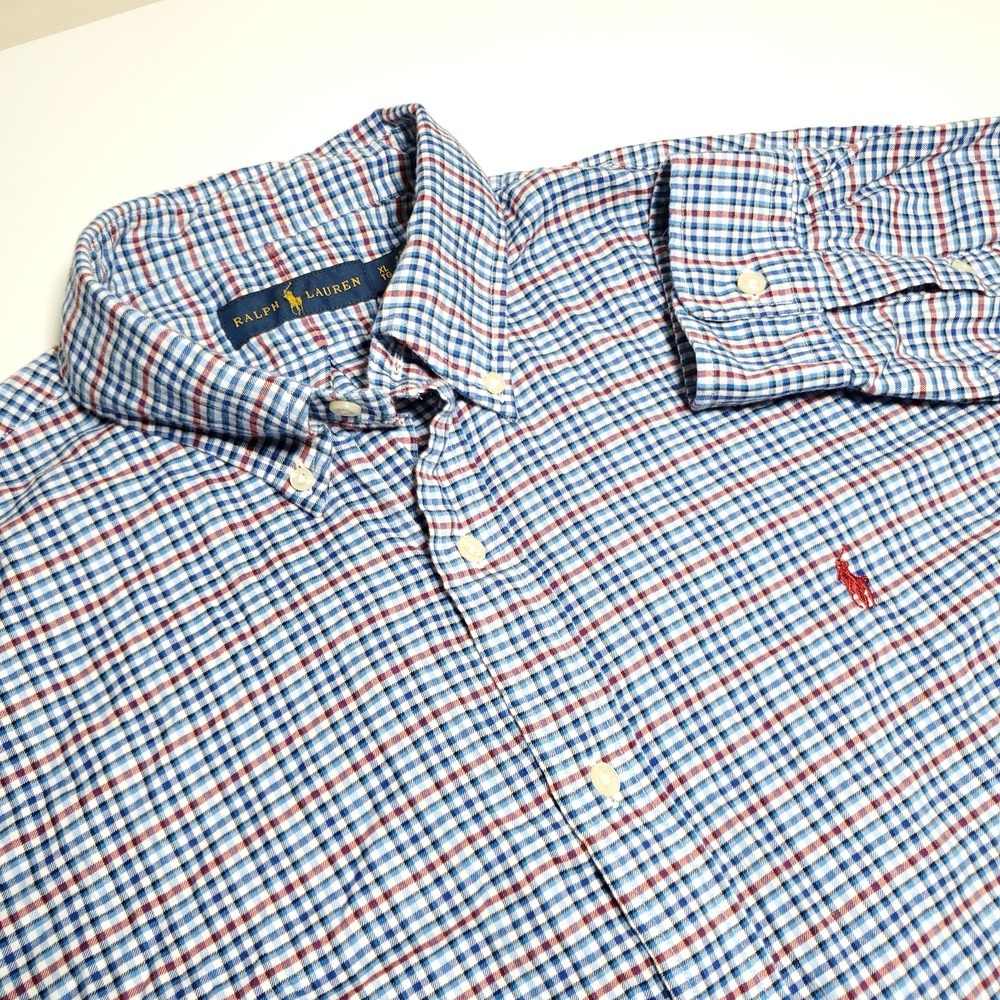 Polo Ralph Lauren Mens XL Gingham Check Oxford Long Sleeve Button Shirt
